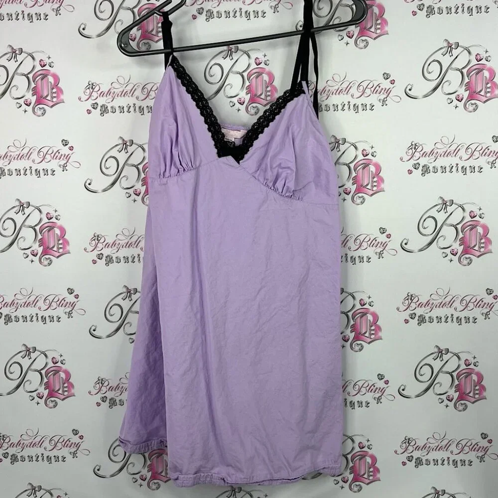 Dress lace detail purple lilac nighty Lavender Lace Trim Nightgown